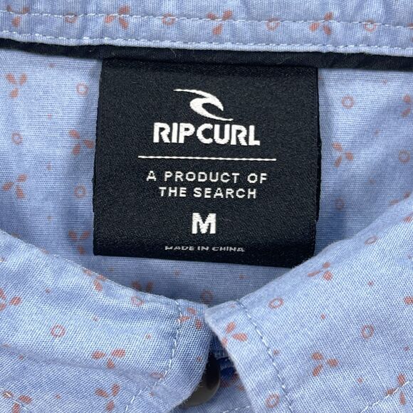 Rip Curl Shirt Mens Medium Blue All Over Print Button Up - Picture 7 of 12